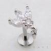 MULTI CZ MARQUISE FAN DANGLE SPIKE CONE THREADLESS (PUSH IN) 316L SURGICAL STEEL LABRET SET